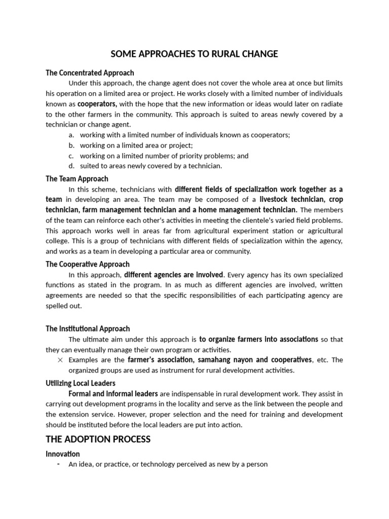 SOME APPROACHES TO RURAL CHANGE Type of Adopters LECTURE 3 | PDF | Idea ...