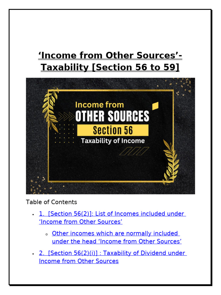 Income from Other Sources Tax Guide | PDF | Tax Deduction | Income Tax ...
