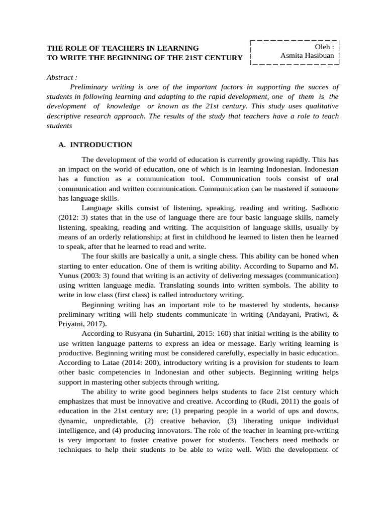 The Role of Teachers in Learning Asmita HSB | PDF | Teachers | Literacy