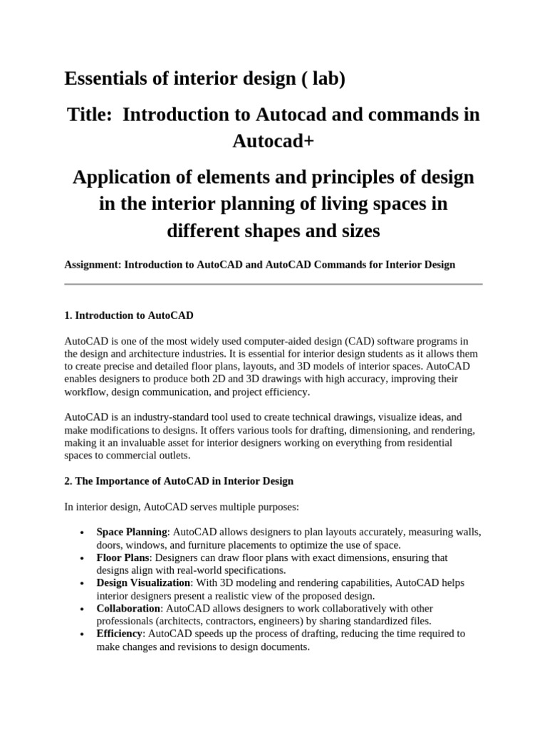 AutoCAD Essentials for Interior Design | PDF | Technical Drawing | Auto Cad