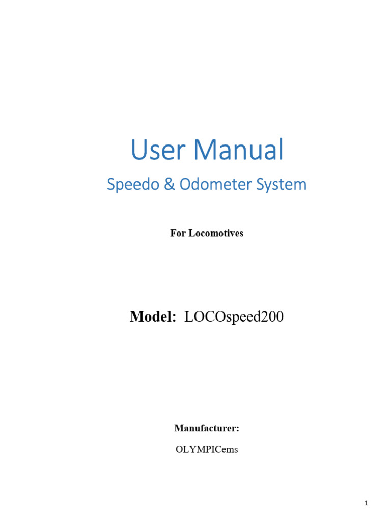 Locomotive Speedo & Odometer Manual | PDF | Power Supply | Electrical ...