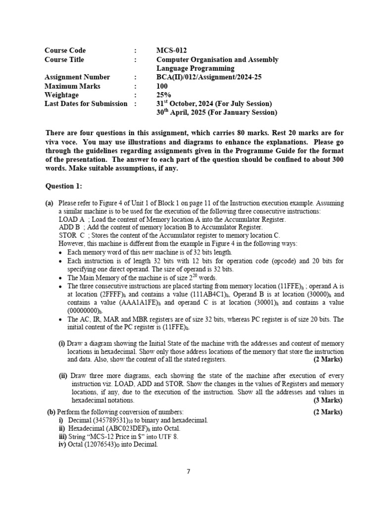 Computer Organization Assignment 2024-25 | PDF | Cpu Cache | Random ...