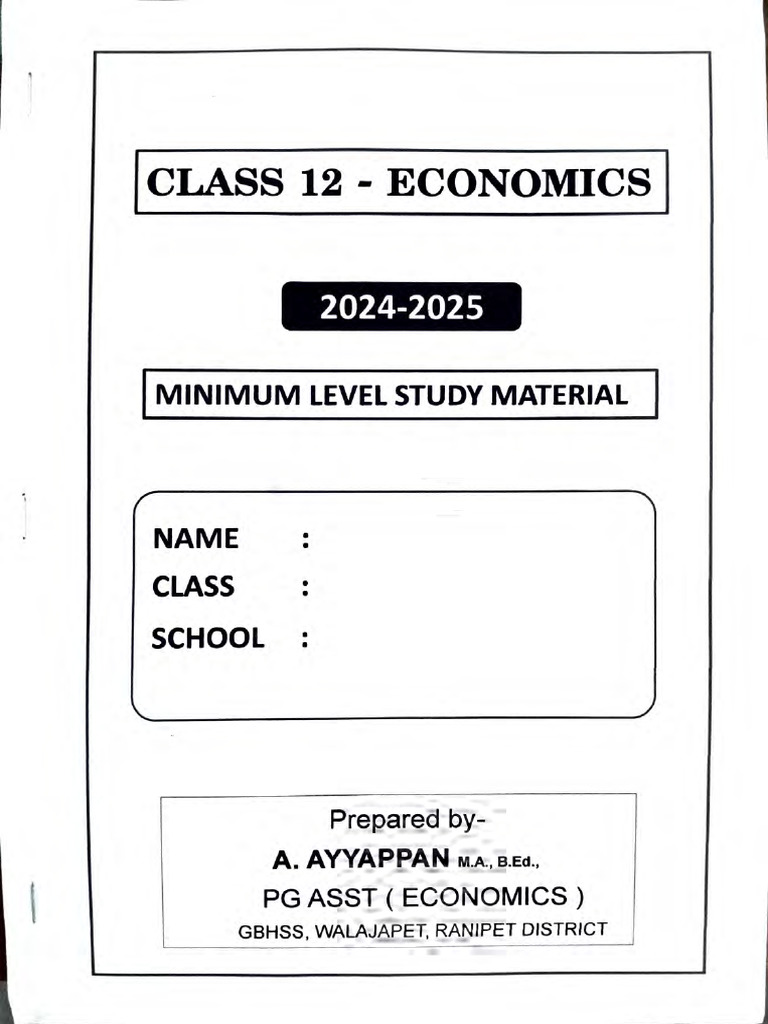 Class 12 Economics Study Material | PDF