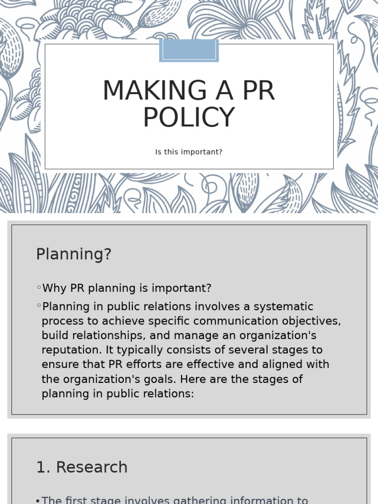 Making A PR Policy | PDF | Public Relations | Target Audience