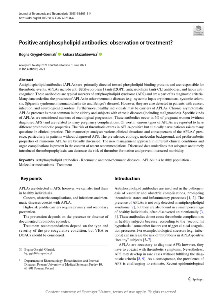 Positive Antiphospholipid Antibodies Observation o | PDF | Coagulation ...