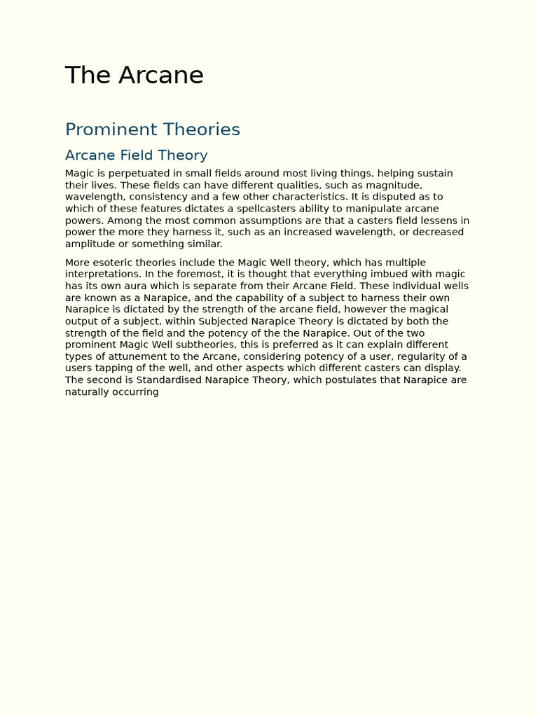 Arcane Field Theories Explained | PDF
