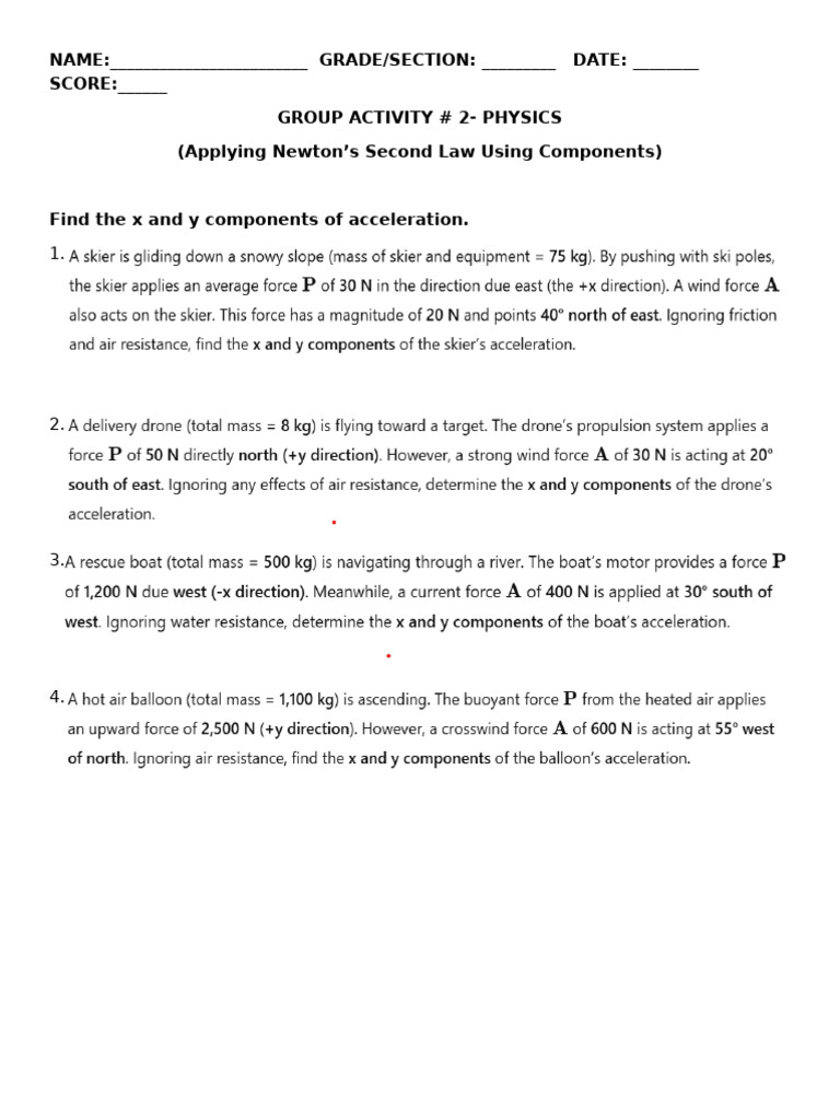 Newton's Second Law: Acceleration Components | PDF