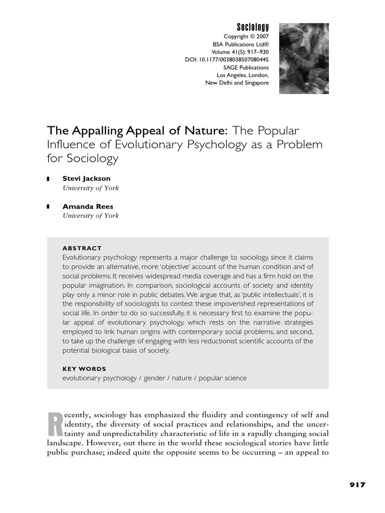 The Appalling Appeal of Nature - The Popular Influence of Evolutionary ...