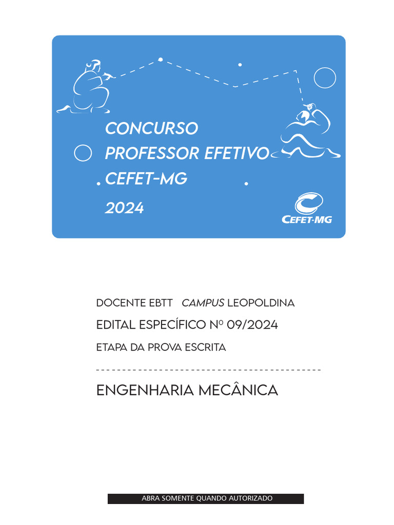 Prova Escrita - Concurso Professor CEFET-MG 2024 | PDF