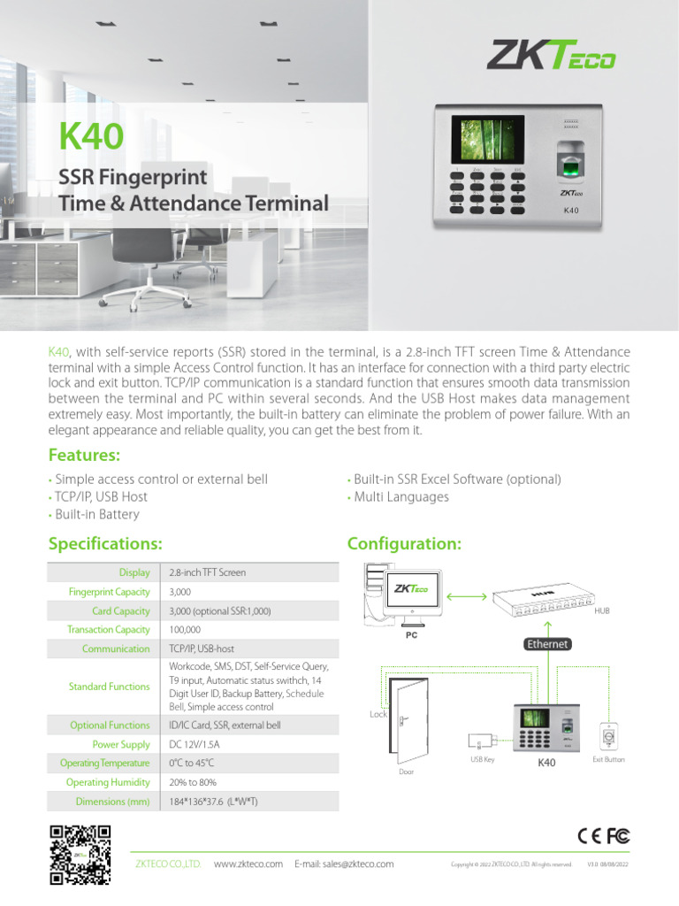 K40 Leaflet V20220808 | PDF | Access Control | Usb