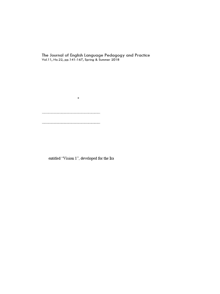 Evaluating Iran's Vision 1 EFL Textbook | PDF | English As A Second Or ...