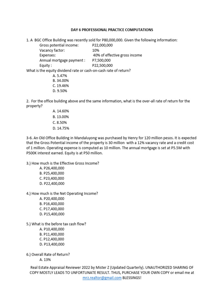 Day 6 Professional Practice Computations | PDF | Investing | Financial ...