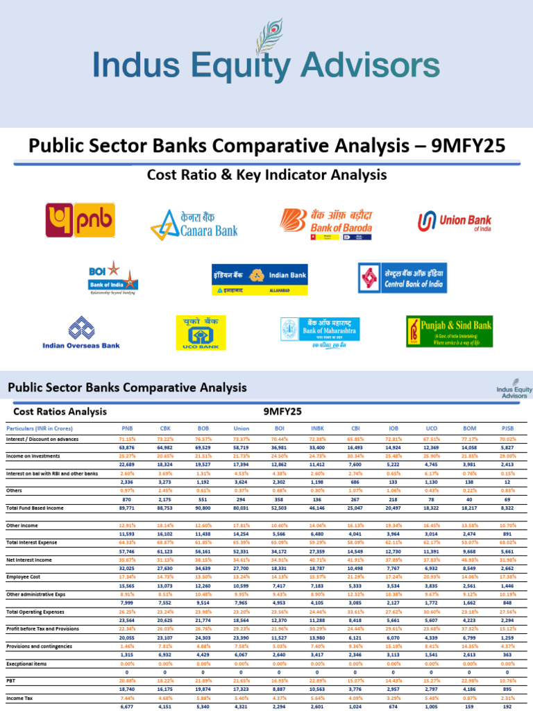 Public Sector Banks Cost Ratio Analysis 9MFY25 | PDF | Expense ...
