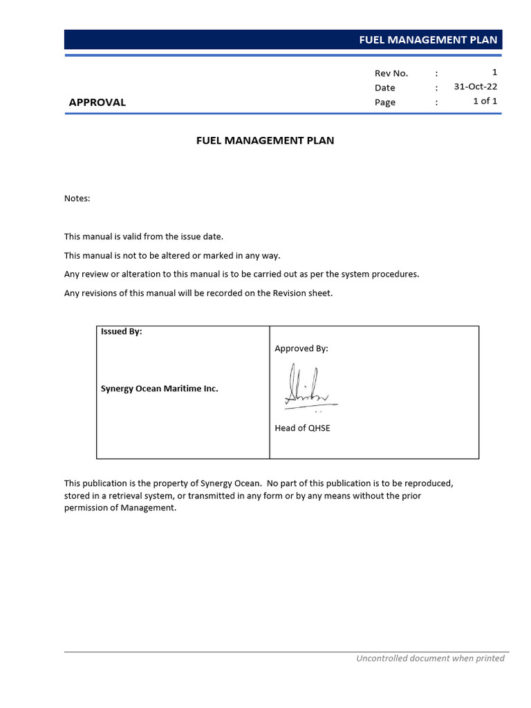 Fuel Management Plan Overview | PDF | Fuel Oil | Liquefied Natural Gas