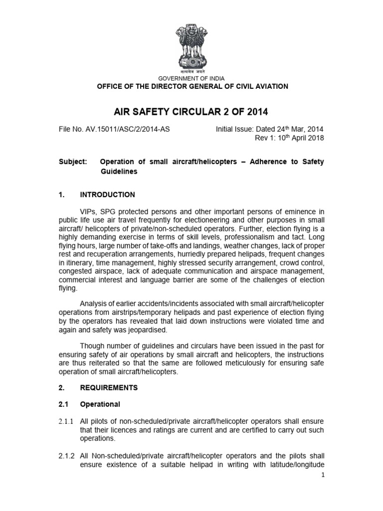 Small Aircraft Safety Guidelines for Elections | PDF