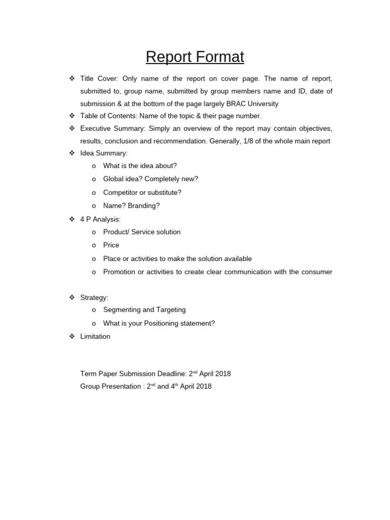 Report Format Guidelines for Students | PDF