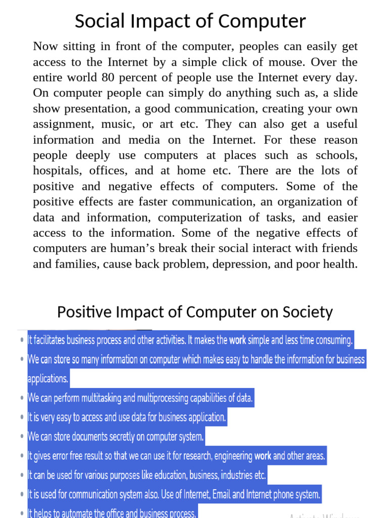 Social Impact and Maintenance of Computers | PDF