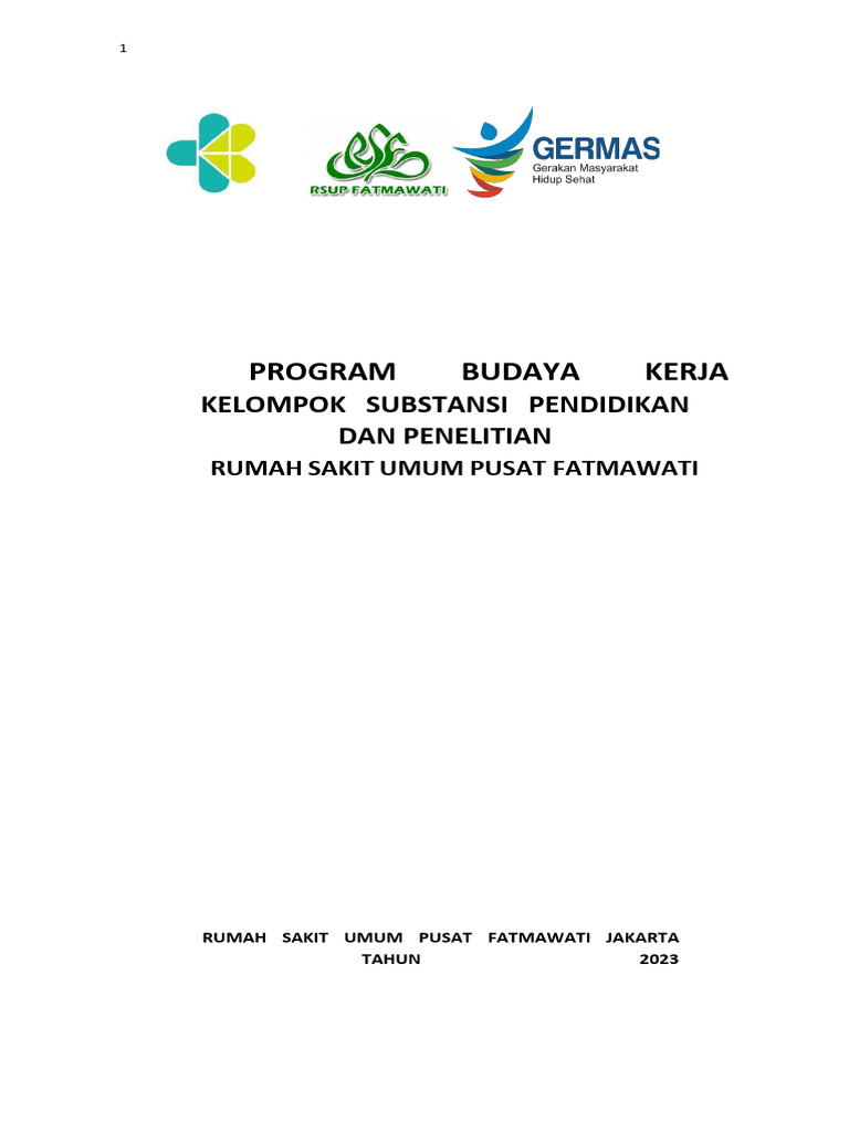 Program Budaya Kerja RSUP Fatmawati 2023 | PDF
