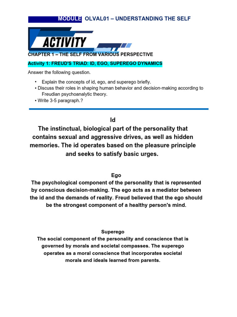Freud's Id, Ego, Superego Explained | PDF | Psychoanalysis ...