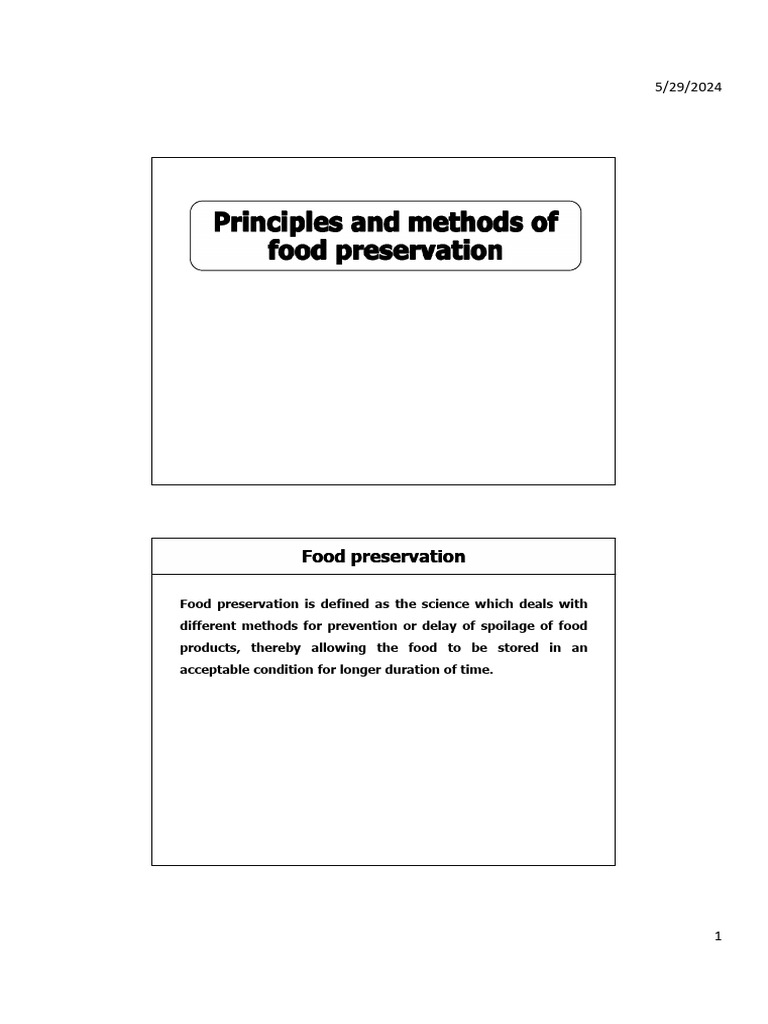 Principles and Methods of Food Preservation | PDF | Food Preservation ...
