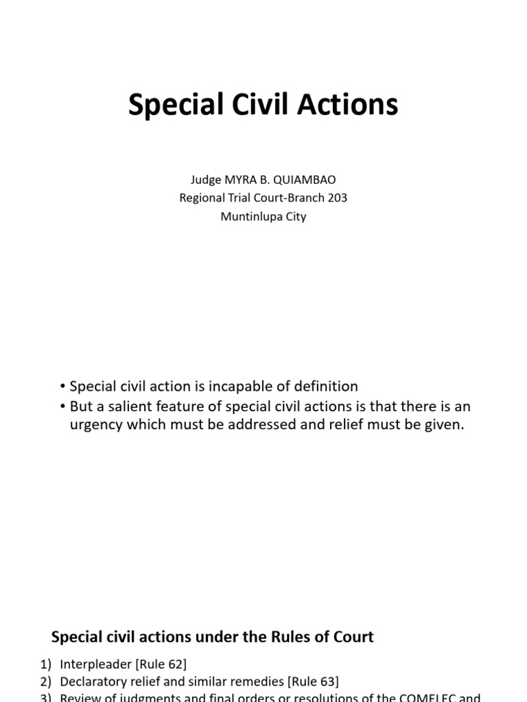 Overview of Special Civil Actions | PDF | Legal Remedy | Eminent Domain