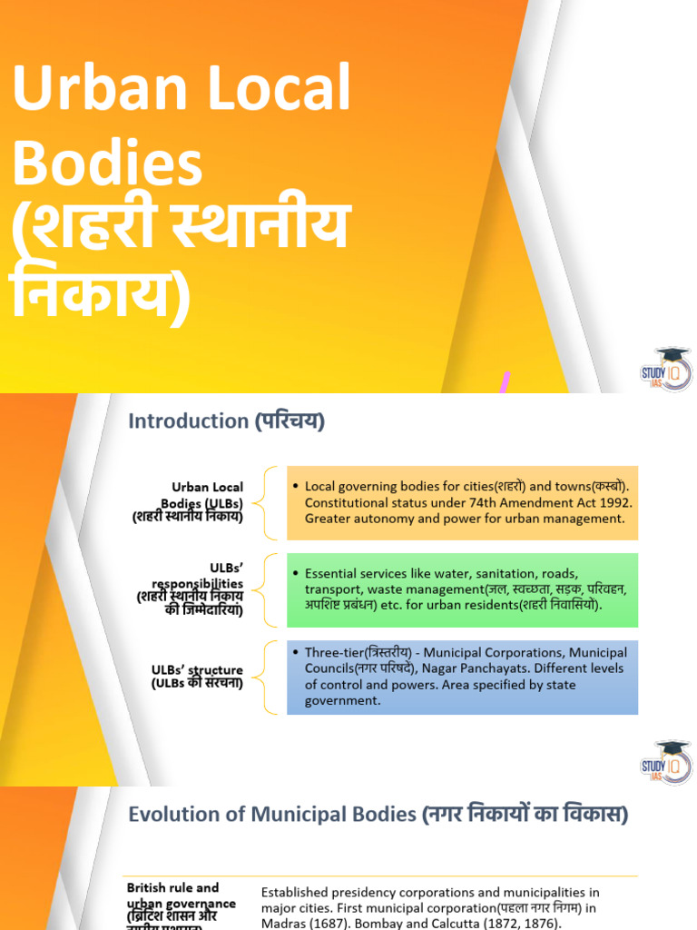 Overview of Urban Local Bodies in India | PDF | Governance | Government
