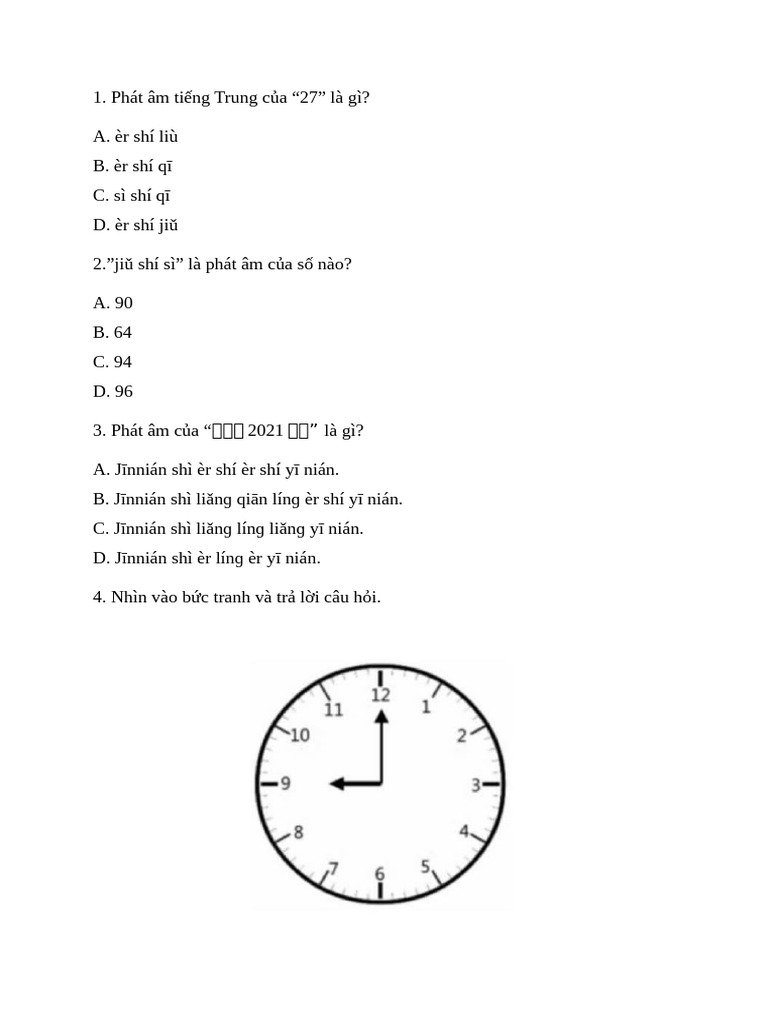 Đề Ôn Tập Quyển 1 Hsk 1 | PDF