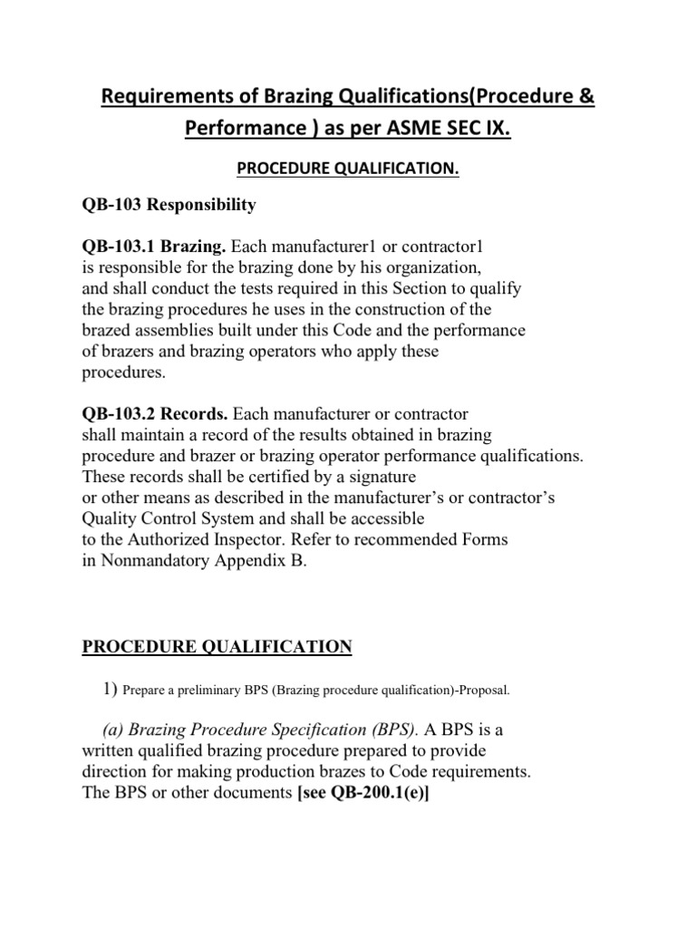 Brazing Procedure Specification 2024 | PDF | Pipe (Fluid Conveyance ...