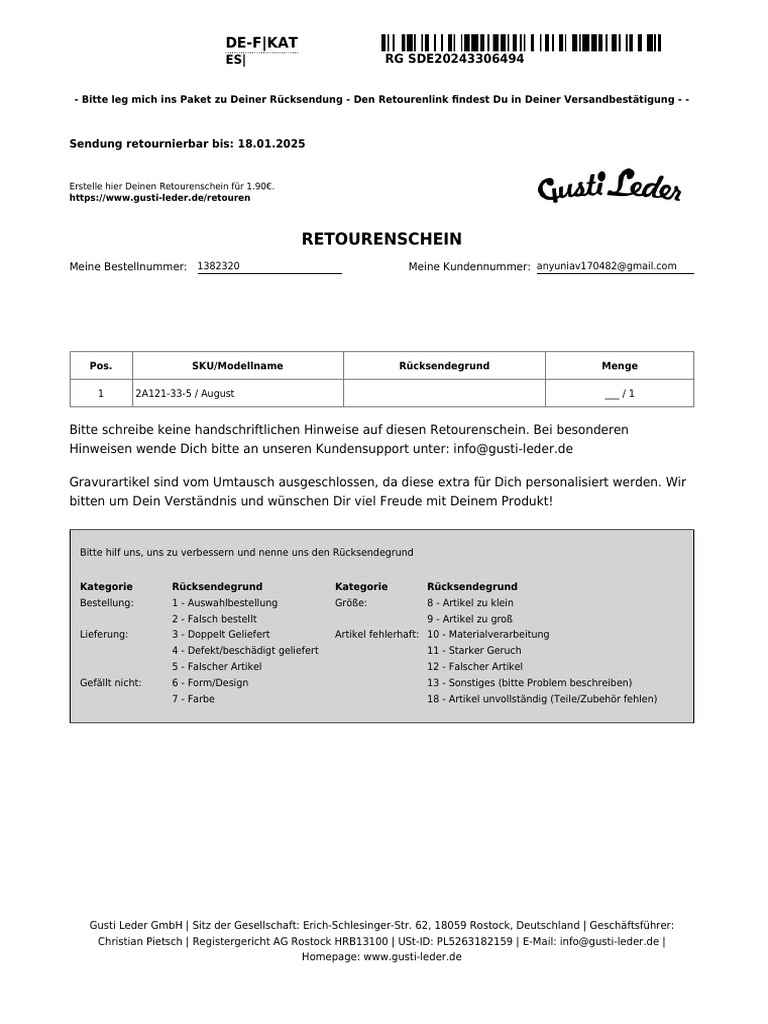 Return Slip | PDF