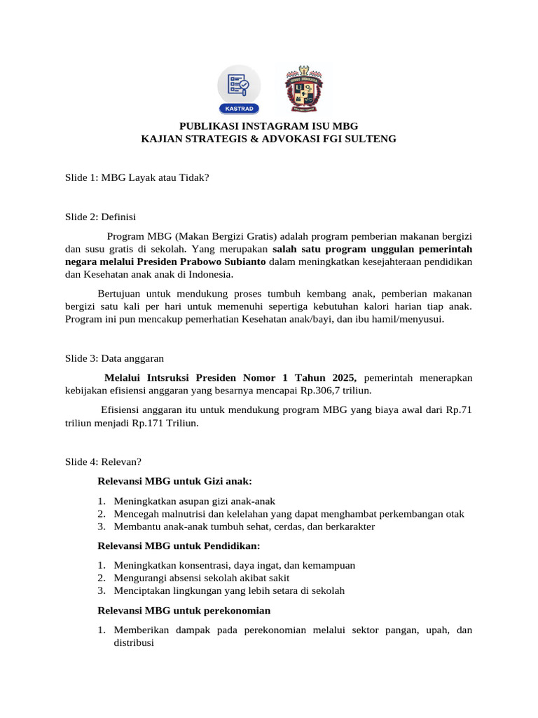 Isu dan Dampak Program MBG | PDF