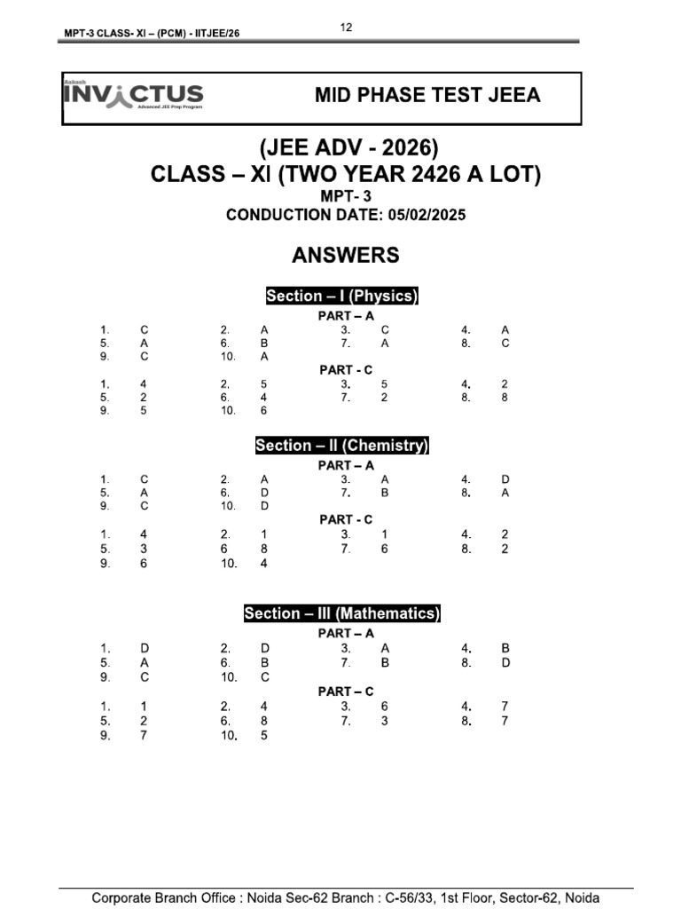 Answer & Solution | PDF