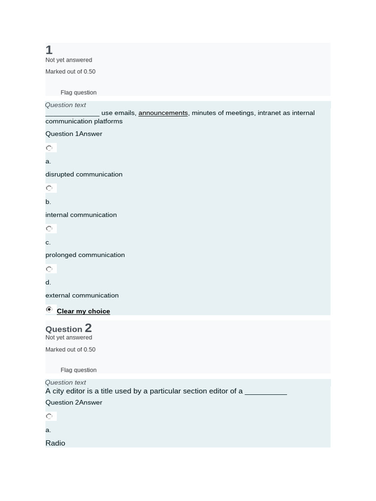 Communication Skills Quiz | PDF | Communication | Human Communication