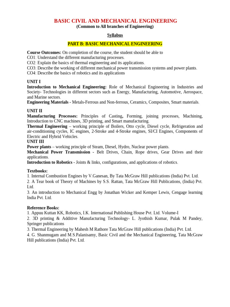 BCME: Basics of Mechanical Engineering | PDF | Engineering | Engines