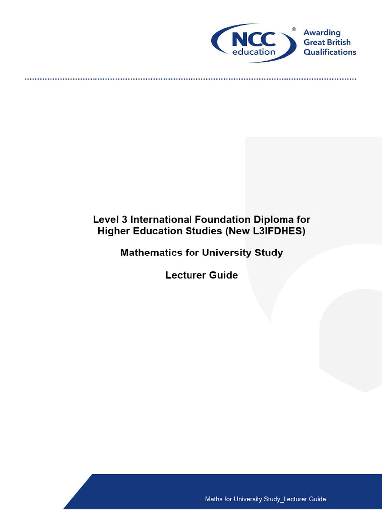 Maths Lecturer Guide for Foundation Diploma | PDF | Multiplication | Ratio