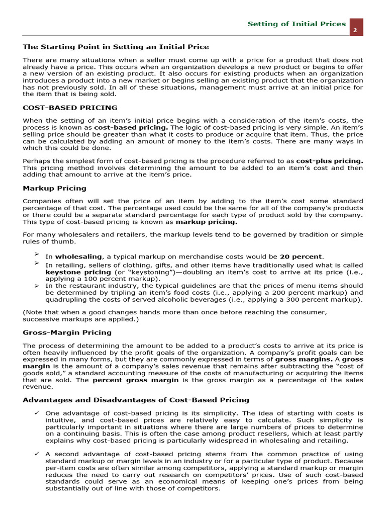 Cost-Based Pricing Strategies Explained | PDF | Gross Margin | Business ...