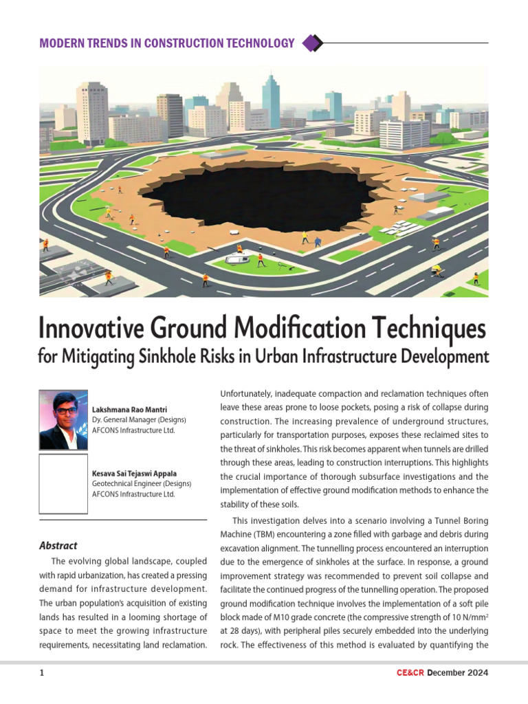 Ground Modification for Urban Sinkhole Risks | PDF | Tunnel | Finite ...