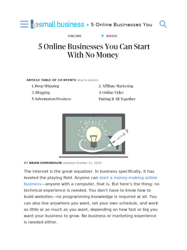 5 Easy Online Businesses to Start | PDF
