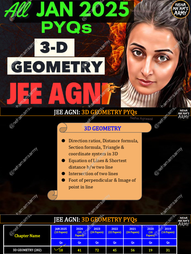 JEE Mains 2025: 3D Geometry PYQs | PDF | Geometry | Elementary Mathematics
