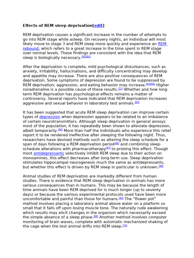 Impact of REM Sleep Deprivation | PDF | Rapid Eye Movement Sleep | Sleep
