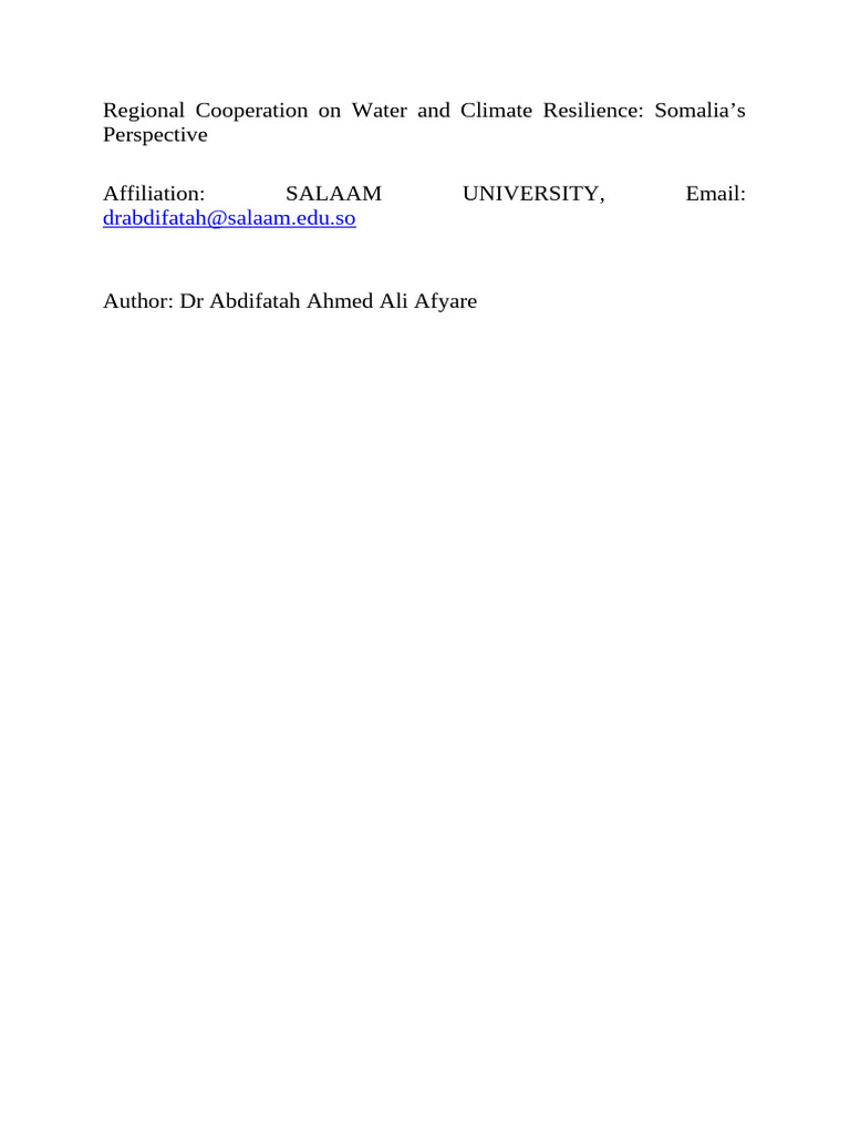 Somalia's Water and Climate Resilience Strategies | PDF | Climate ...