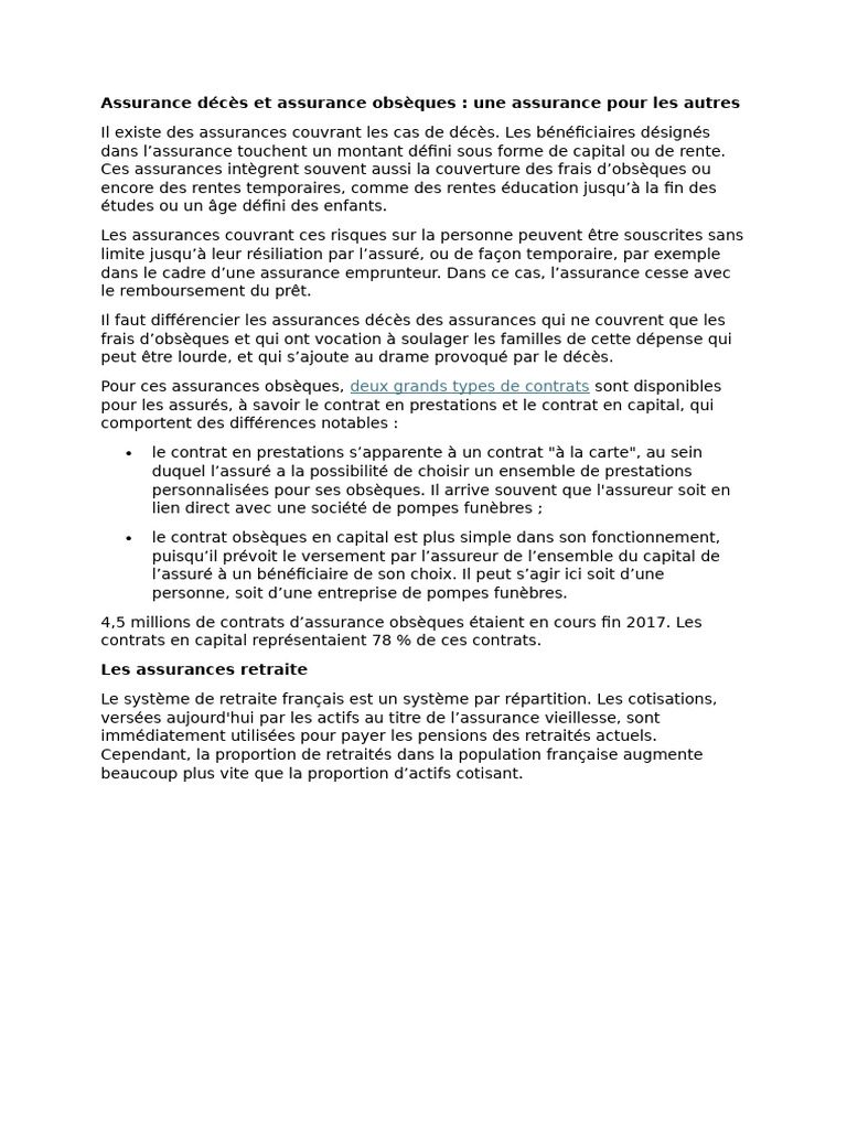 Assurance décès et retraite : guide complet | PDF | Retraite | Assurance