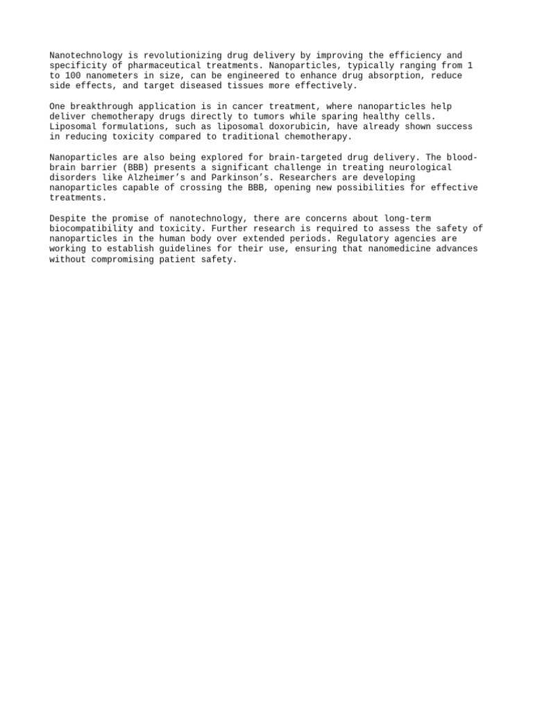 Nanotechnology in Drug Delivery Systems | PDF