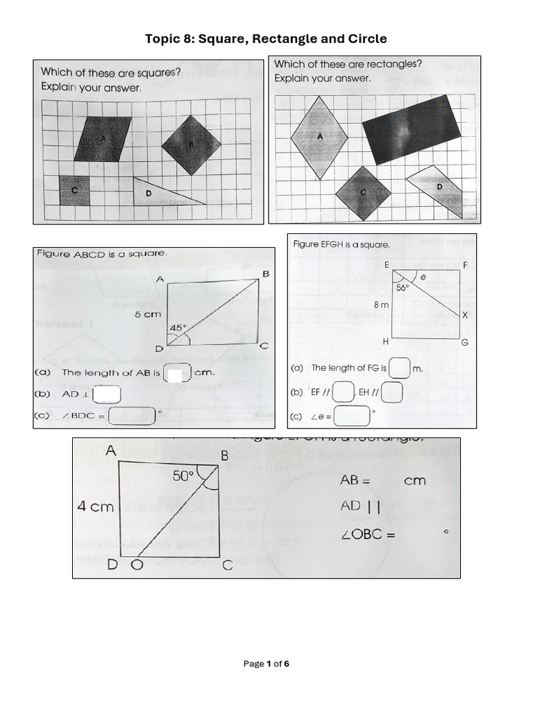 Shapes: Square, Rectangle, Circle Quiz | PDF