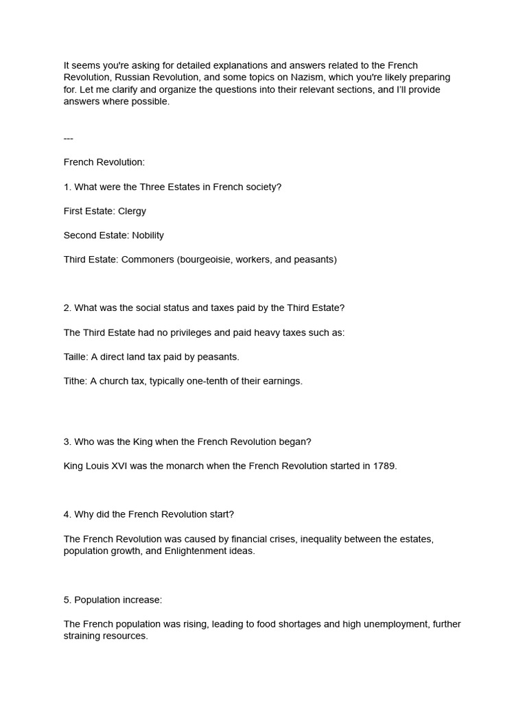 Imp Social Answers Class | PDF | French Revolution | Russian Revolution