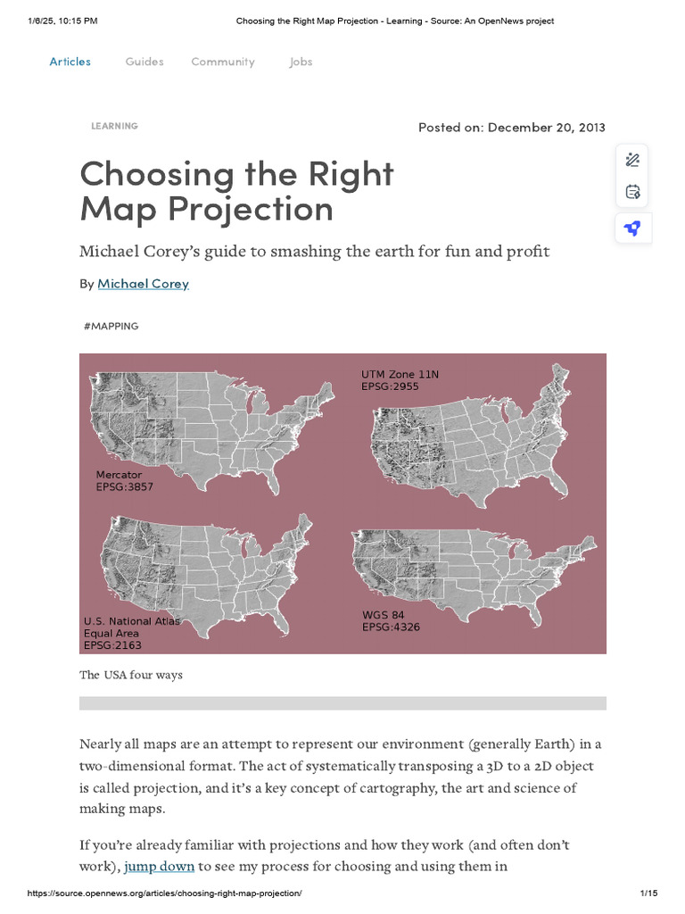 Choosing the Right Map Projection Guide | PDF | Geodesy | Map