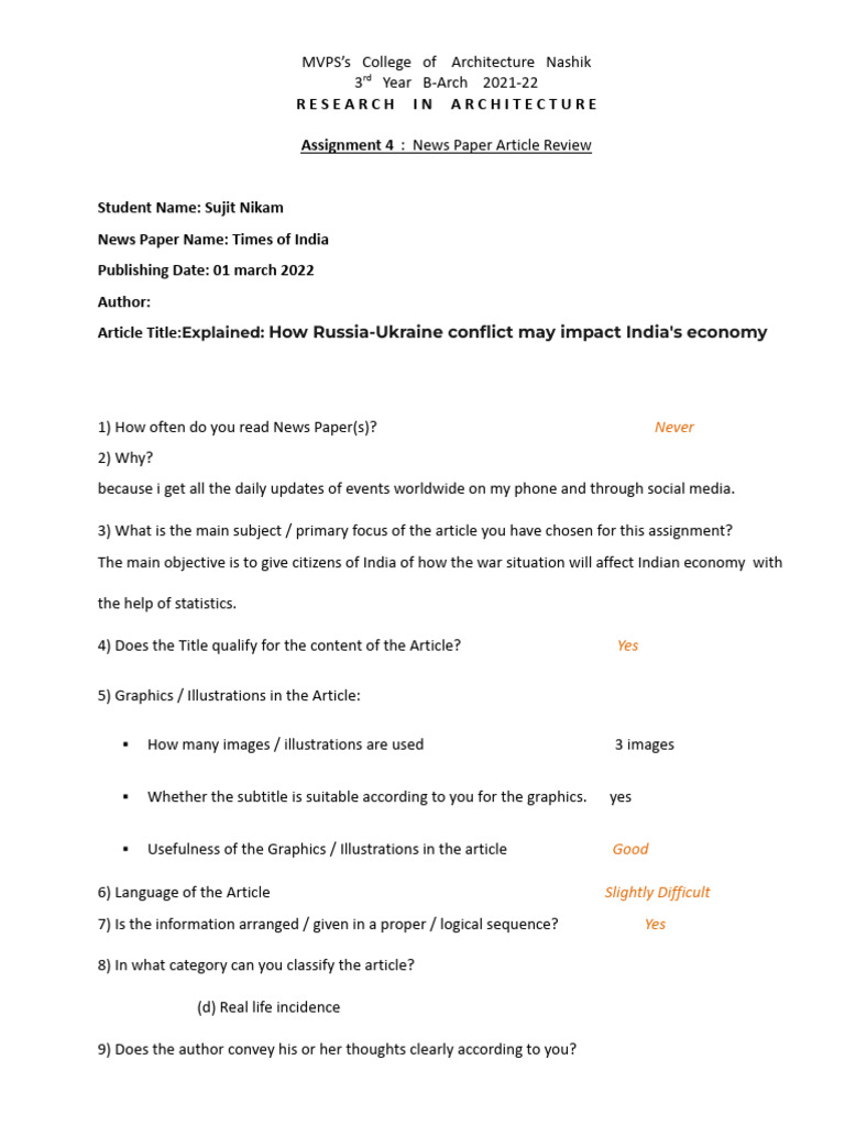 Assignment 04 News Paper Article Review Pdf Barrel Unit Economies