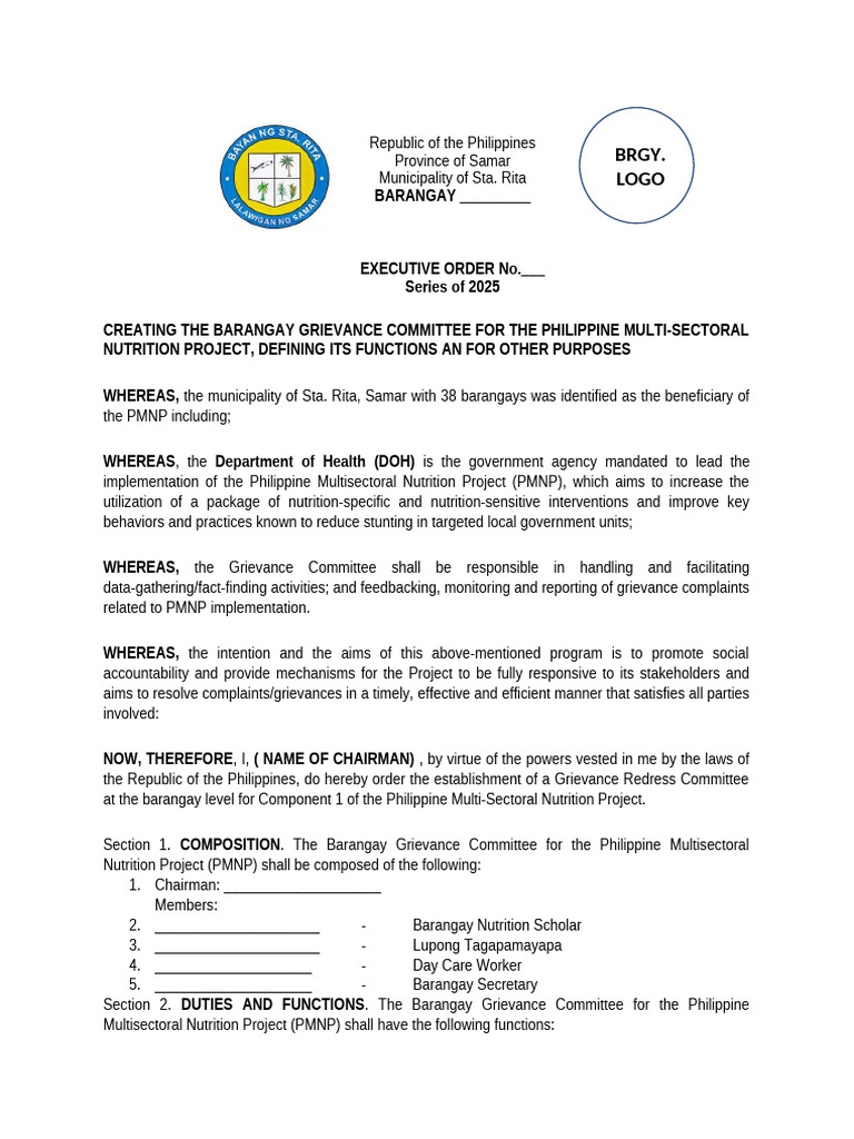 Barangay Grievance Committee for PMNP | PDF | Government
