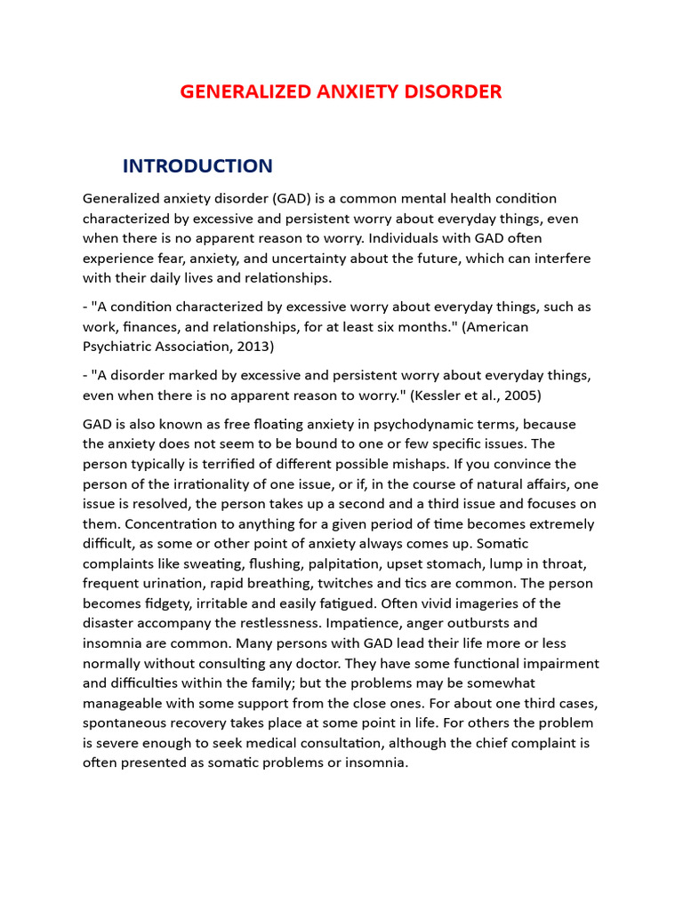 Understanding Generalized Anxiety Disorder | PDF | Generalized Anxiety ...