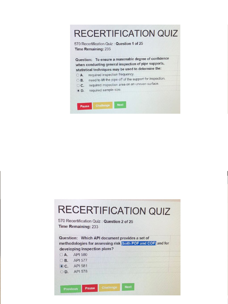 API 570 REcertification Quiz | PDF