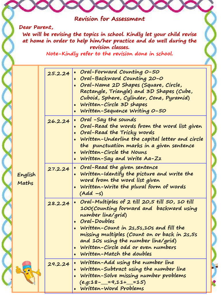 Assessment Term 2 Revision Schedule Pdf